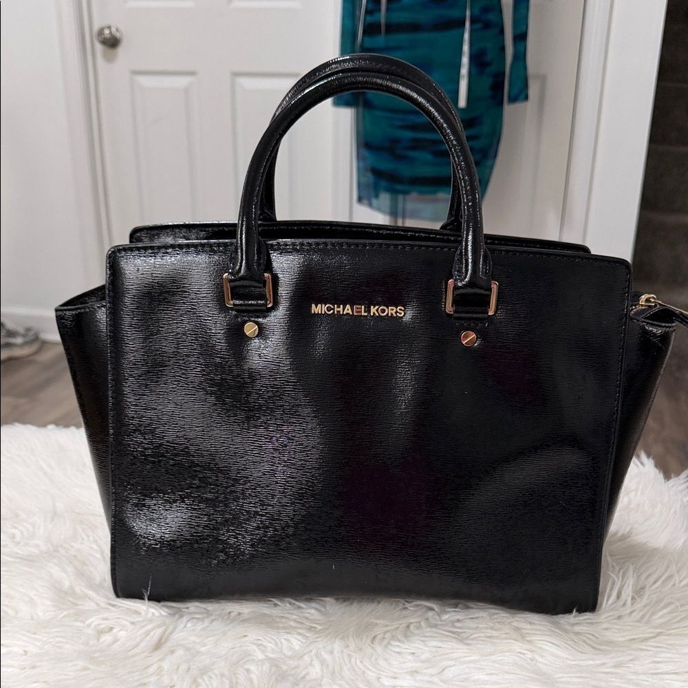 Michael Kors Shiny Black Satchel